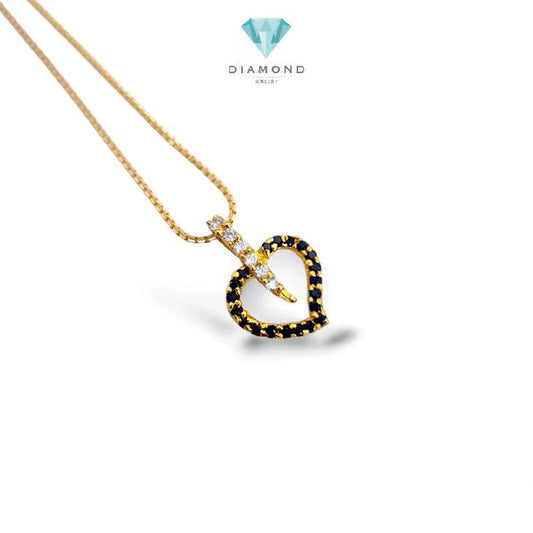 Black Heart Gold Pendants 23K / Diamond Jewelry / 171LMSWP2