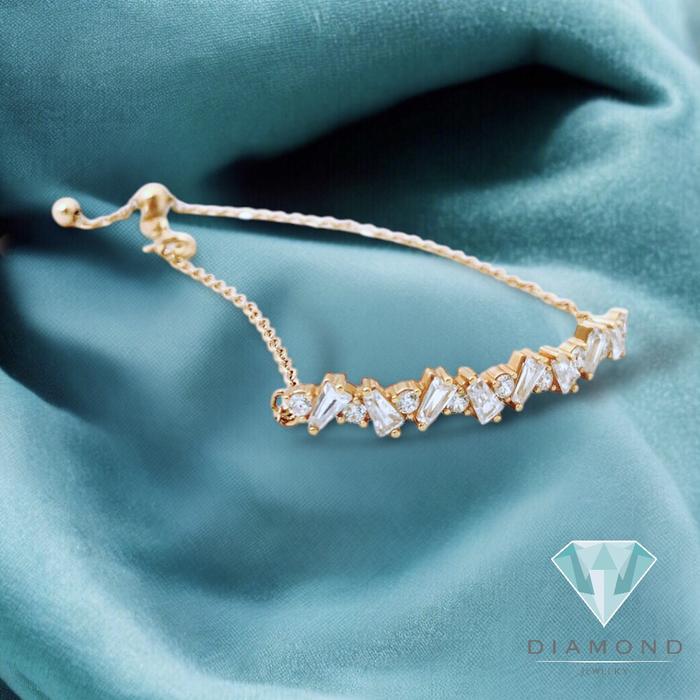 Gold Bracelet baguette emas/ gelang emas baguette zirconia-750K Diamond Jewelry