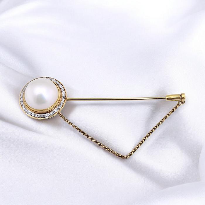 Clip Pearl Diamond /Bros baju jilbab 18K / Diamond Jewelry