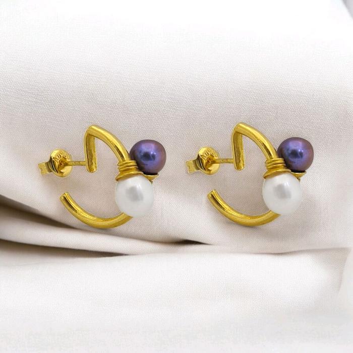 Anting Emas Mutiara 2 Warna 23K Diamond Jewelry- 10AM5WP-HT