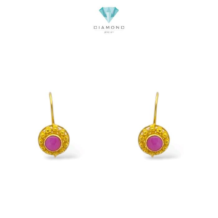 Ruby Vermeil Gold Earrings 23K / Anting Emas Ruby Vermeil 23K / Diamond Jewelry / 314AMSWP2