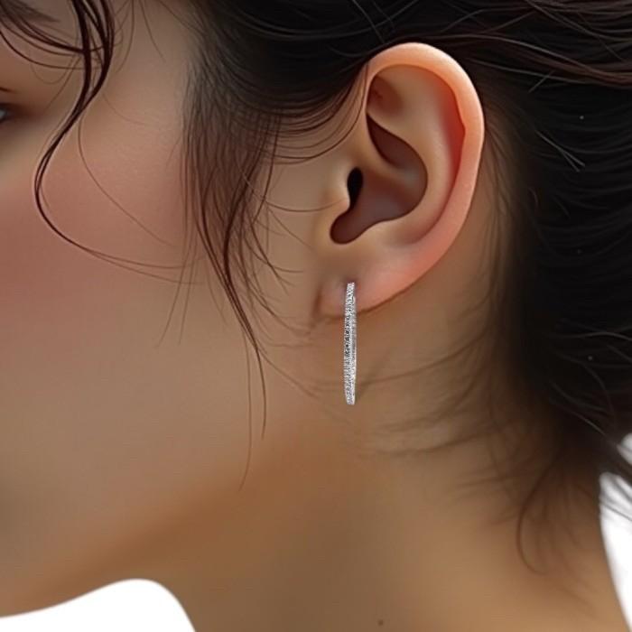 Diamond Hoop earring 18k white gold/anting berlian hoop bulat 18k-Diamond Jewelry
