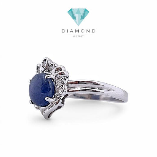 Blue Sapphire Diamond Ring 18K / Diamond Jewelry