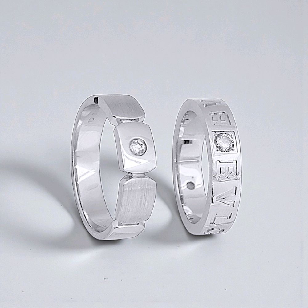 Wedding Diamond Ring 18K / Cincin Kawin Berlian 18K / Diamond Jewelry 87CBGT695WPLS - 90CBNKH7410WPLS