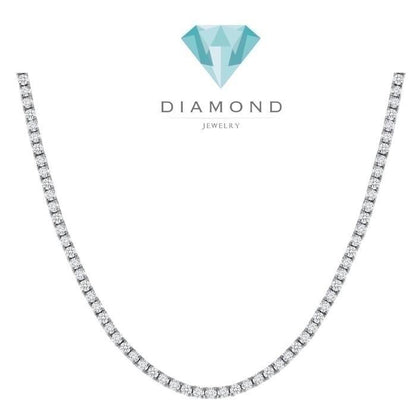 Tennis necklace diamond round 18k 8ct-Diamond Jewelry