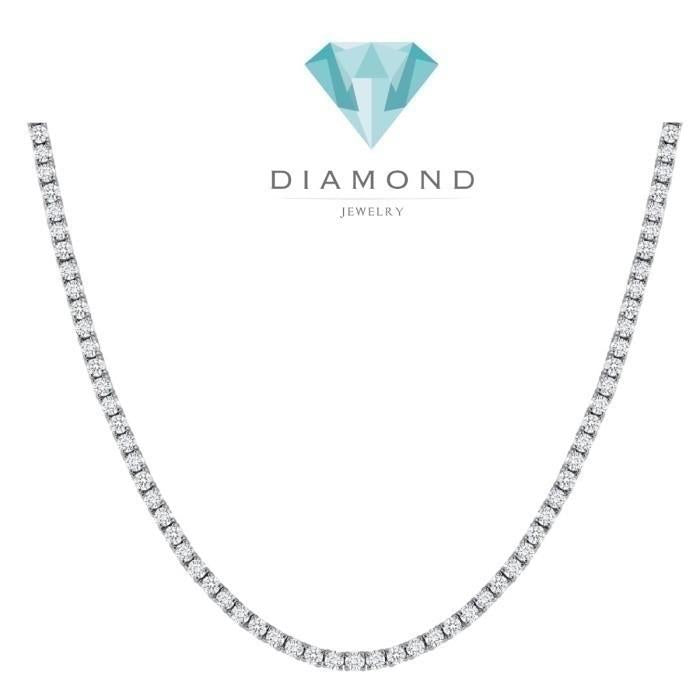 Tennis necklace diamond round 18k 8ct-Diamond Jewelry