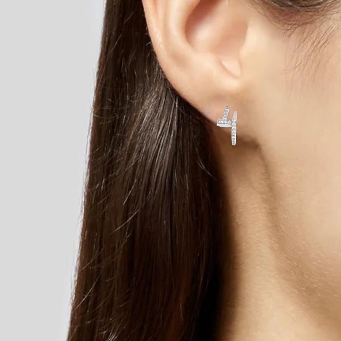 Pave diamond earring juste 18k white gold -Diamond Jewelry