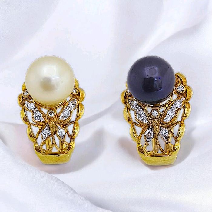 Butterfly Duo Color Diamond Earring 18K / Diamond Jewelry 43AMGT522WP