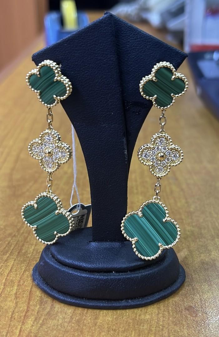 Clover Malechite Diamond Earring 3 Susun Diamond Jewelry-1ABD22LSNEWMALACHITE-HT