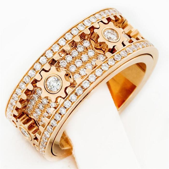 Diamond Spinning Gear Ring 18K Rose Gold-Diamond Jewelry