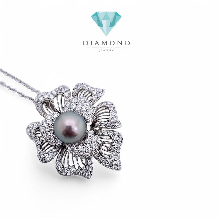 Liontin Flower Pearl Diamond 18K / Diamond Jewelry