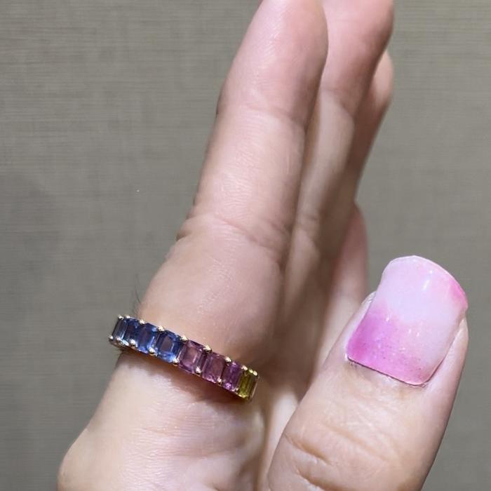 Rainbow sapphire ring 18k gold-Diamond Jewelry