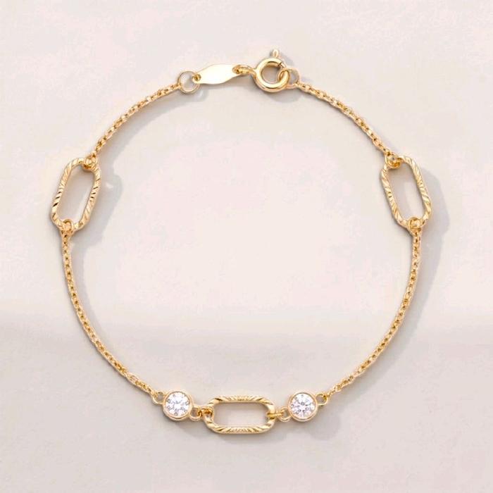 Gold Paperclip Bracelet 16K / Gelang Emas Paperclip 16K / Diamond Jewelry / 492GMS156LS