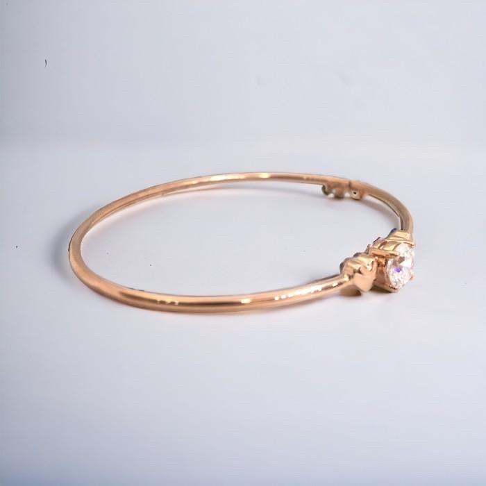 Heart double bangle 18k rose gold-Diamond Jewelry