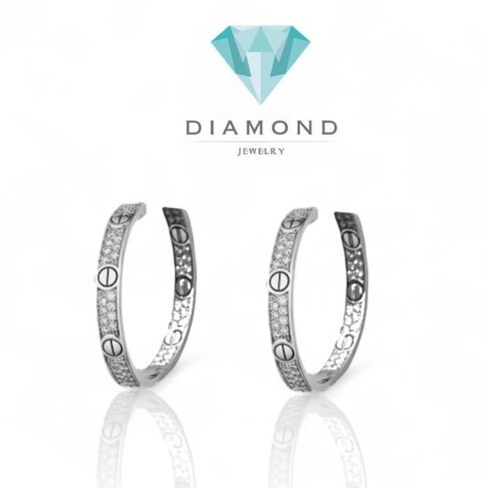 Love pave diamond earring 18k crt-Diamond Jewelry