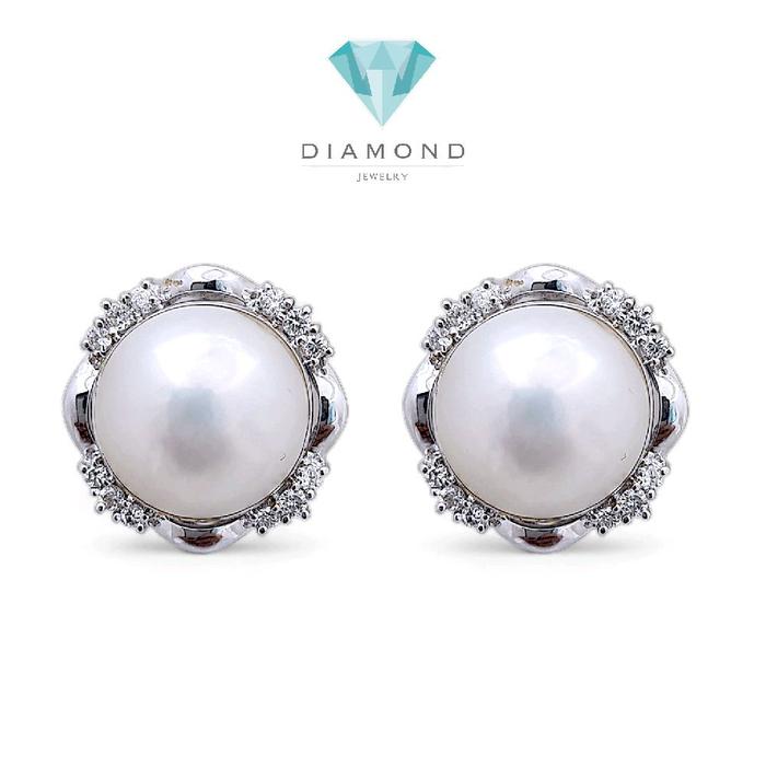 Flower Pearl Diamond Earring 18K / Diamond Jewelry 45AMGT1780WP-HT