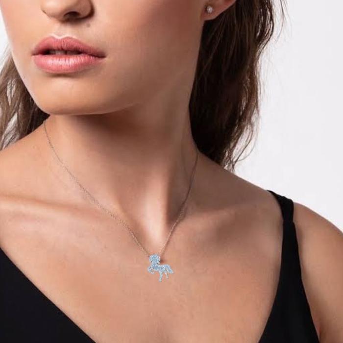 Unicorn Fauna Diamond Necklace White Gold 18K Diamond Jewelry-1KB5LSNEWUNICORN-HT