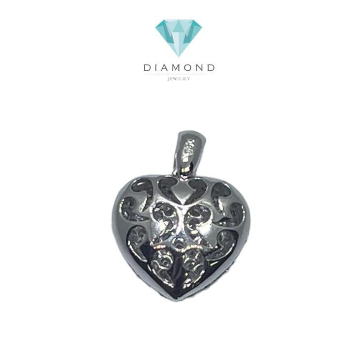 Heart pendant pave diamond 18K white gold-Diamond Jewelry