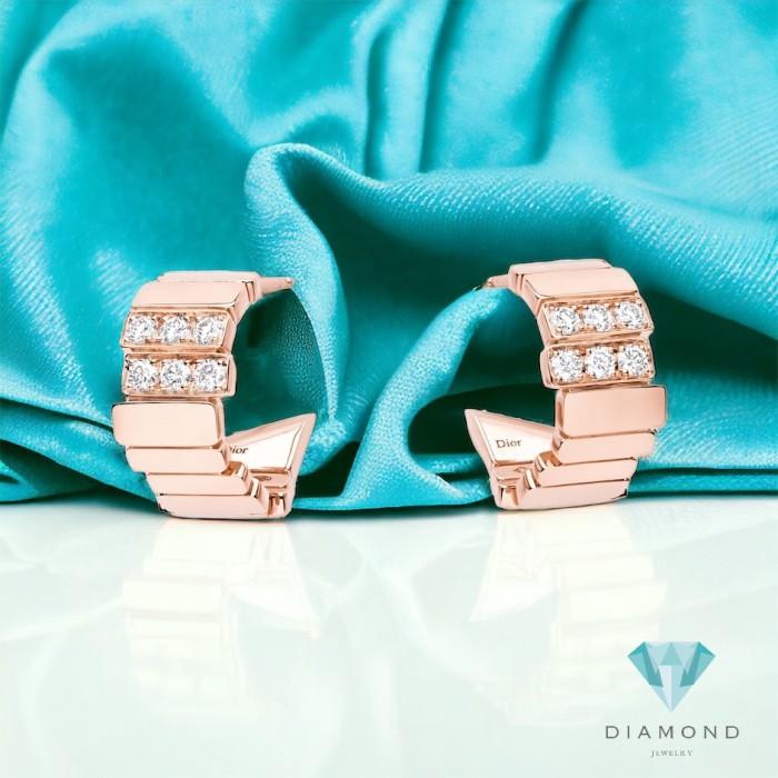 Bamboo gem diamond earring 18k gold dr-Diamond Jewelry
