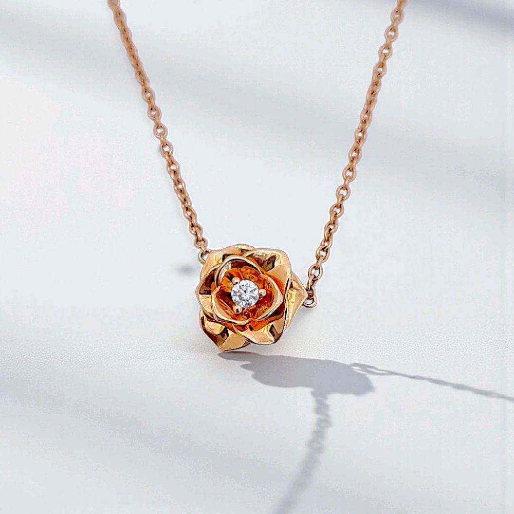 Rose Diamond Necklace 18K / Kalung Berlian Mawar 18K / Diamond Jewelry 116KBD56100AB-HT