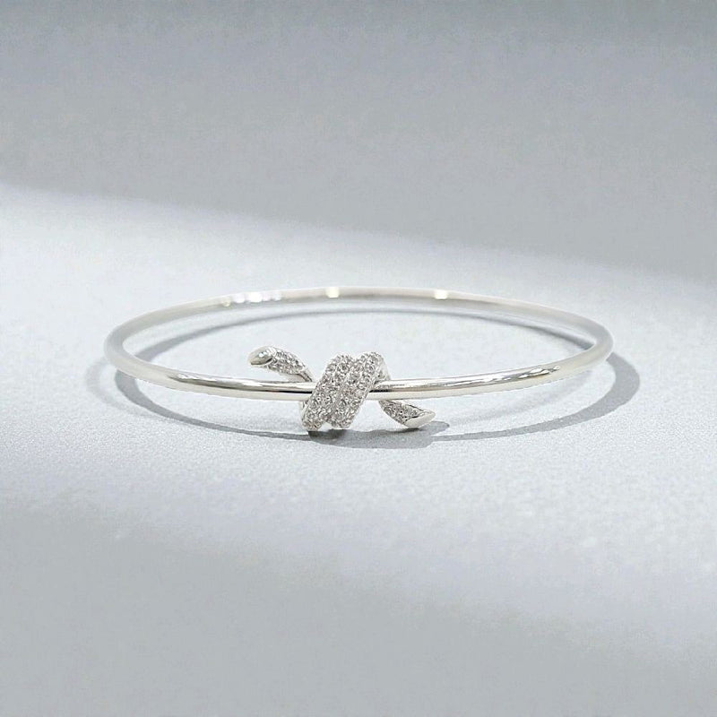 Knot White Gold Bangle Bracelet 17K / Gelang Emas Putih Knot 17K / Diamond Jewelry / 475GMS343LS