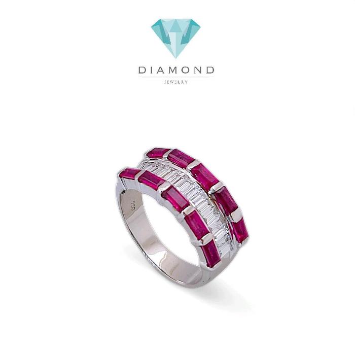 Ruby Baguette Diamond Ring 18K / Diamond Jewelry 9BC10800RB