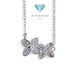 Clover Diamond Duo Flower clover Rainbow Sparkle Necklace 18K / Diamond Jewelry/ kalung berlian duo.clover