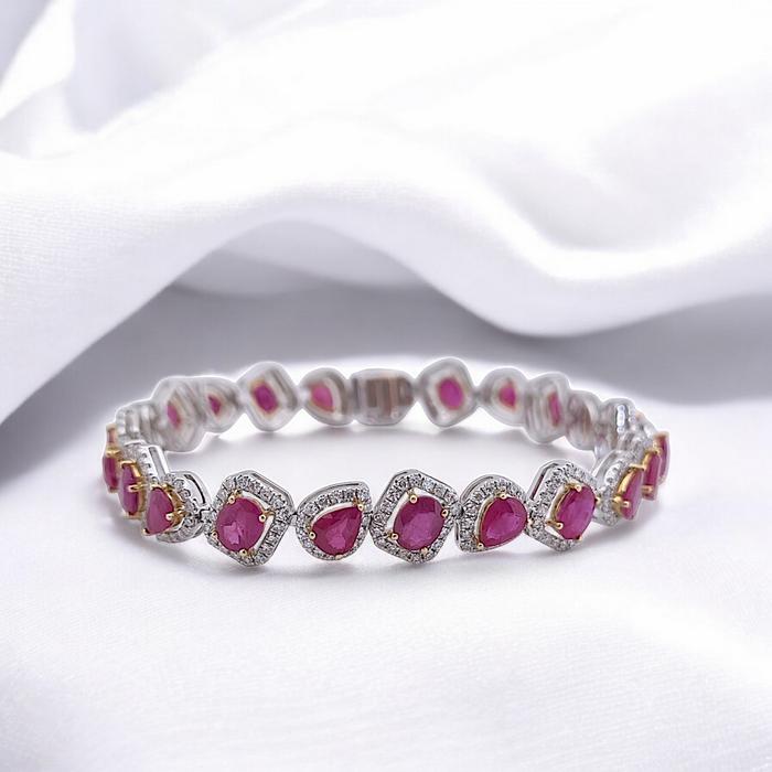 Tennis Ruby Diamond Ring 18K / Diamond Jewelry