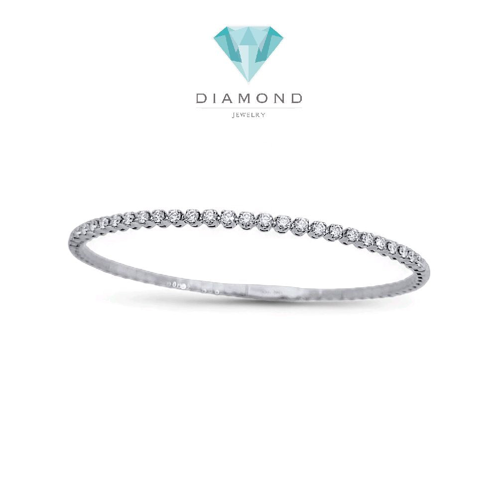 Tennis Listring White Gold And Diamond Bangle 18K / Gelang Berlian Tennis Lurus 18K / Diamond Jewelry 144GB131000AB-HT