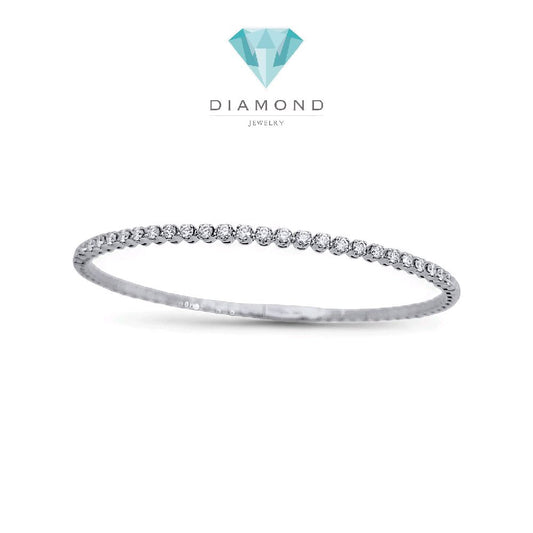 Tennis Listring White Gold And Diamond Bangle 18K / Gelang Berlian Tennis Lurus 18K / Diamond Jewelry 144GB131000AB-HT