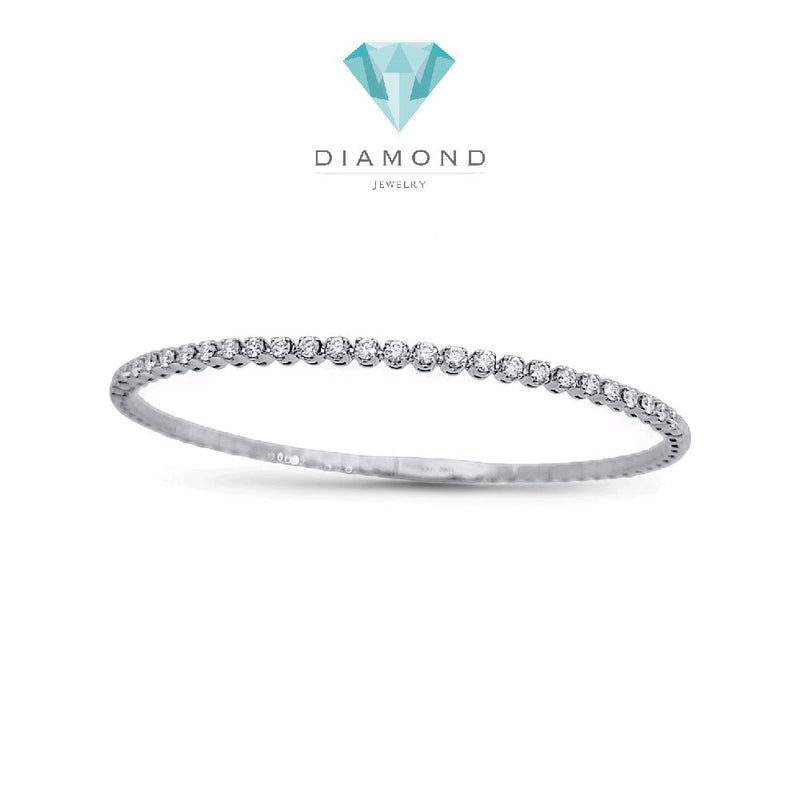 Tennis Listring White Gold And Diamond Bangle 18K / Gelang Berlian Tennis Lurus 18K / Diamond Jewelry 144GB131000AB-HT