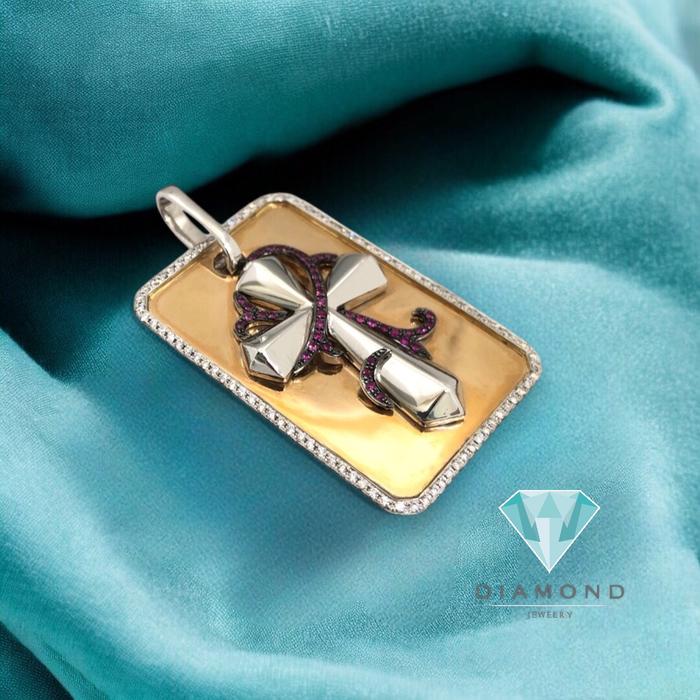 Cross Diamond Pendant 18K duo color -Diamond Jewelry