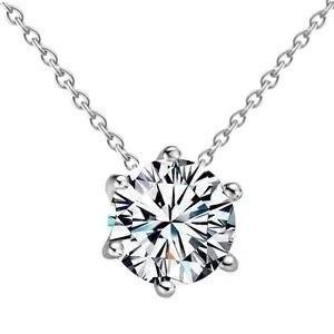 Diamond 6 Prong Solitaire Necklace Lab Grown 18k-Elsy Jewelry