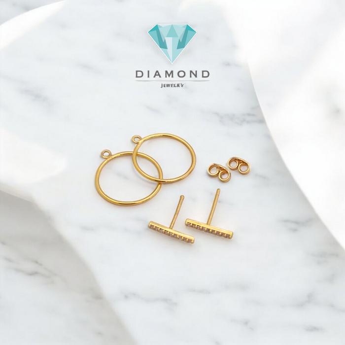 Gold earring anting emas 18k T Diamond Jewelry
