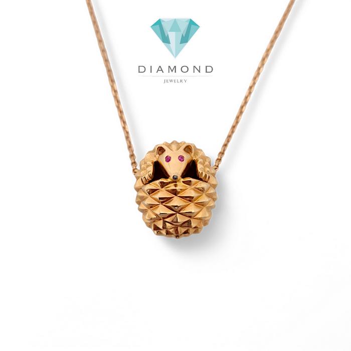 Hedgehog Necklace 18K/Kalung Emas Landak Diamond Jewelry-375KBD1375RY-HT