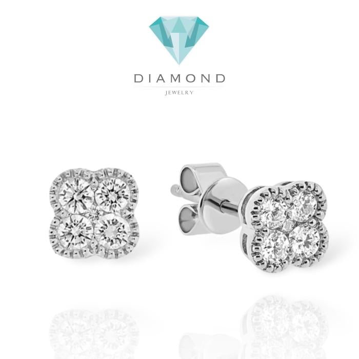 Vancleef earring stud anting clover diamond 18K