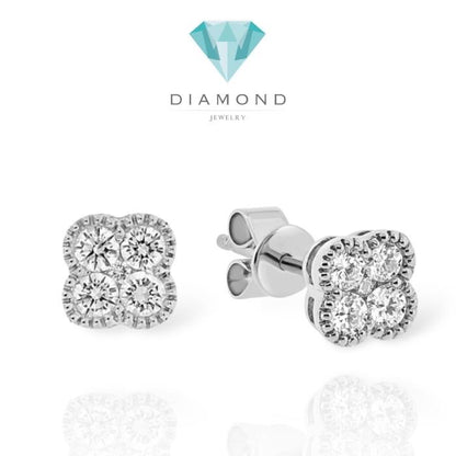 Vancleef earring stud anting clover diamond 18K