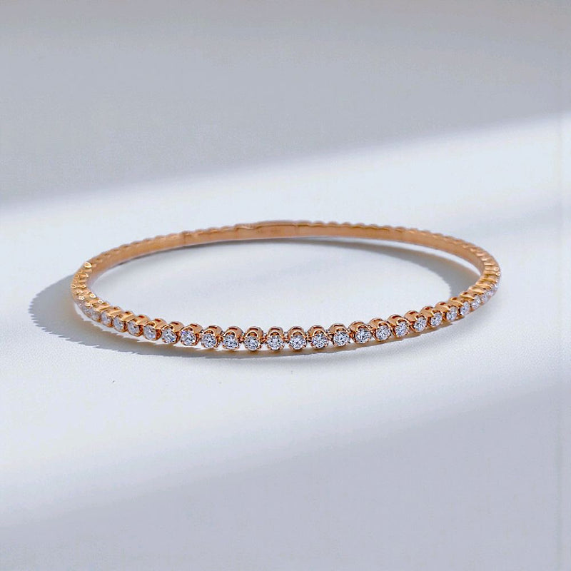 Tennis Listring Yellow Gold And Diamond Bangle 18K / Gelang Berlian Tennis Lurus 18K / Diamond Jewelry 143GB131000AB-HT