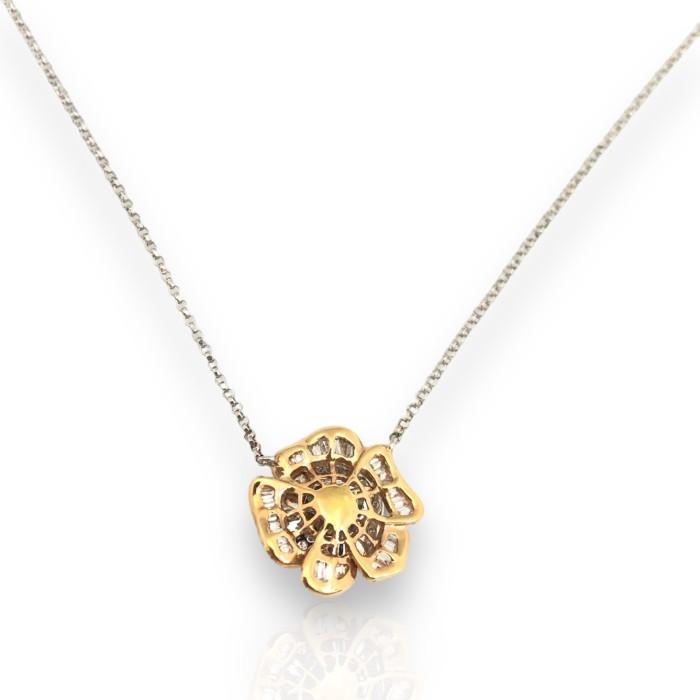 Camelia diamond flower pendant necklace 18k-Diamond Jewelry