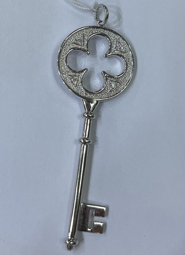 Key white gold 18 K pendant with Diamond Tif Diamond Jewelry