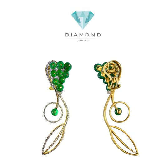 Emerald Earrings Holo Round Diamond 18K/Diamond Jewelry-10BAVN3190LS-HT