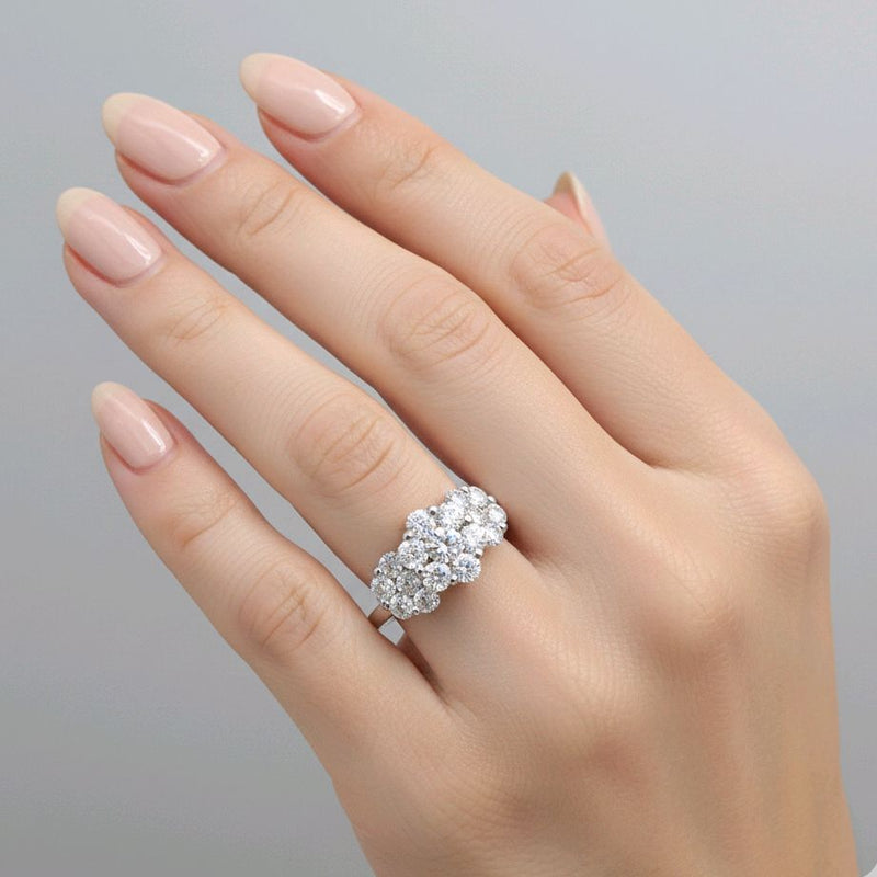 Tri Flower Diamond Ring 18K / Cincin Berlian Tiga Bunga 18K / Diamond Jewelry 373CB17300KVLS -HT