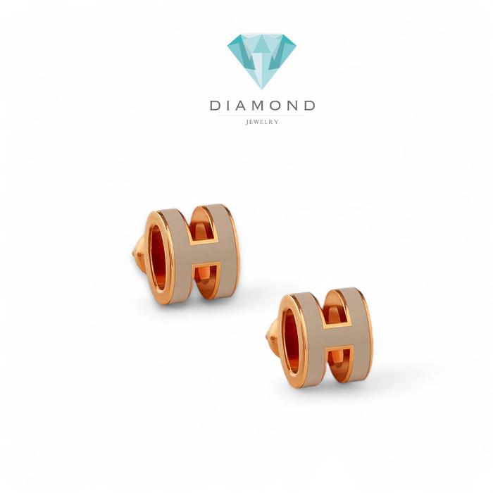 H pop mini earring khaki 18k-Diamond Jewelry-357ABD238RY