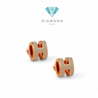 H pop mini earring khaki 18k-Diamond Jewelry-357ABD238RY