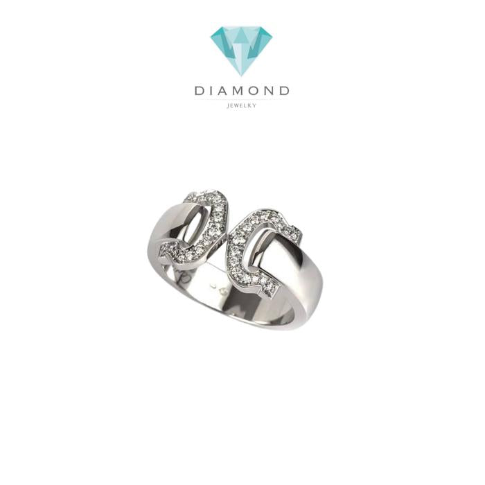 Diamond Ring Double C 18K Rose Gold Diamond Jewelry-25CBM710LSWP-HT