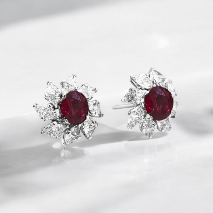 Ruby Diamond Earrings 18K