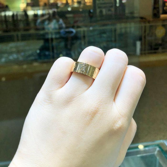 Cincin fashion 18k yellow gold/ rose gold ring les gaston  18k simple stamp ring- diamond jewelry