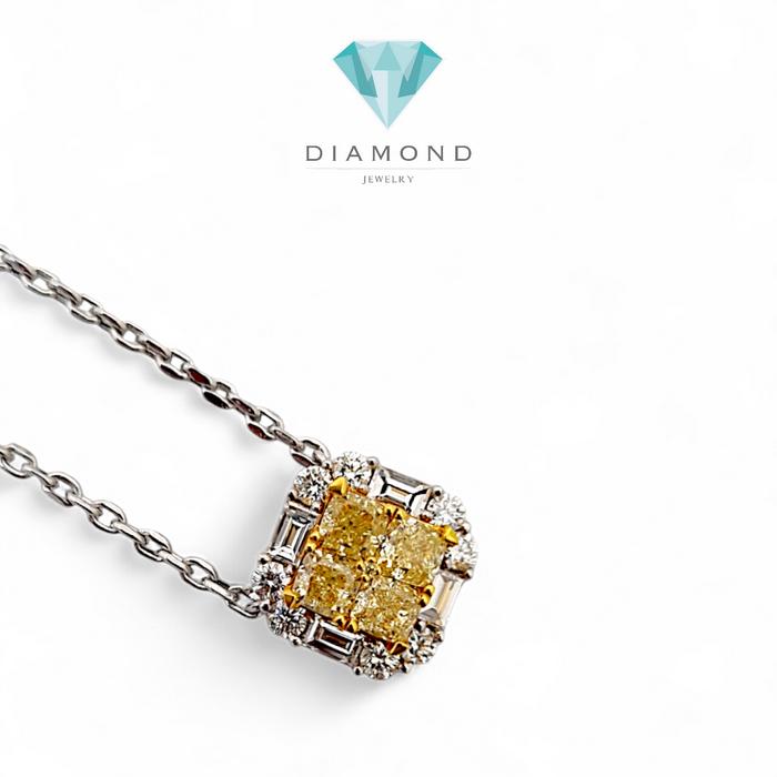 Yellow Diamond Necklace Princess 18k/ kalung berlian asli kuning / Diamond Jewelry