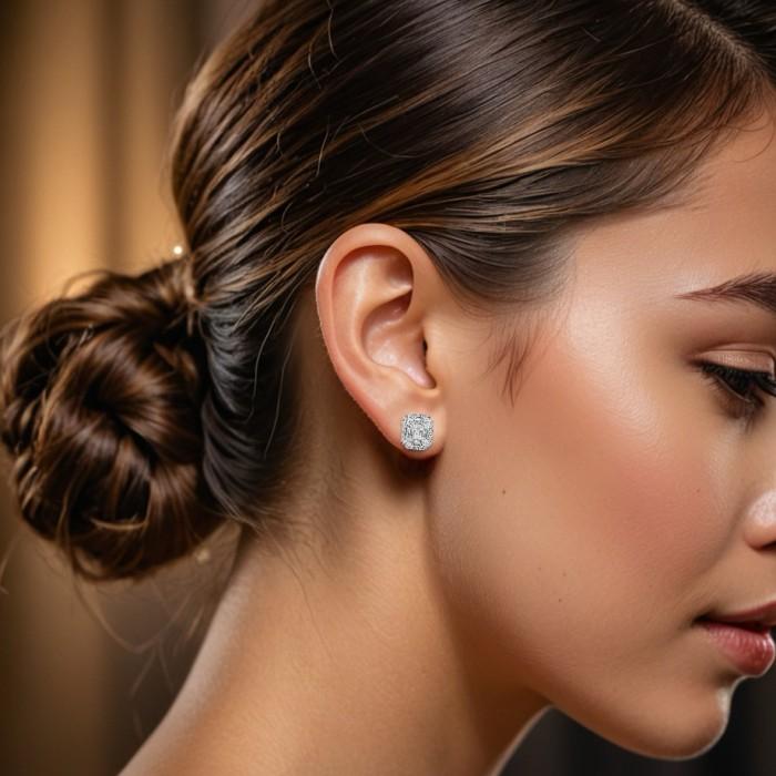 Baguette round diamond Earring 18k-Diamond Jewelry