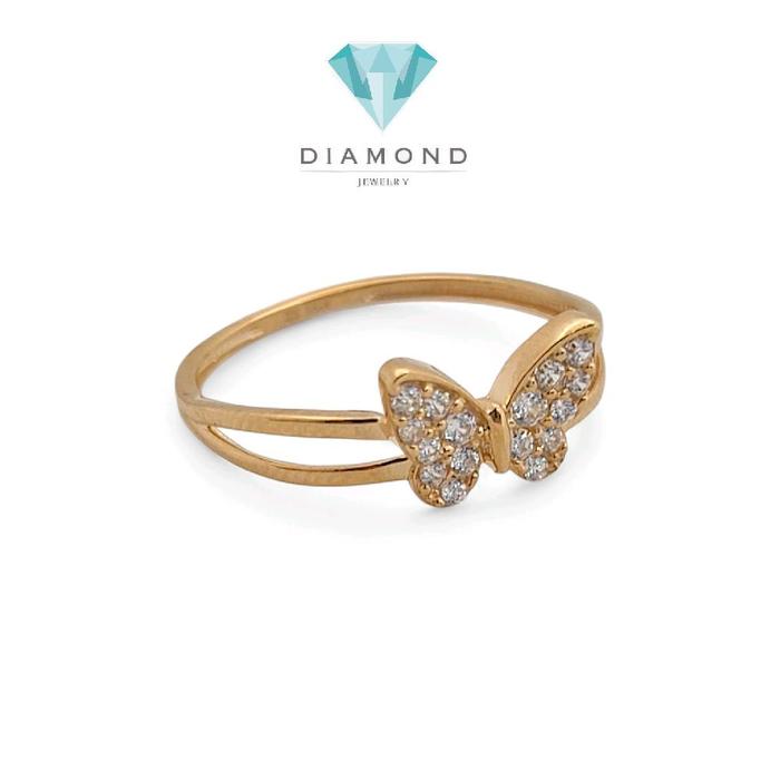 Cincin Emas Model Kupu-Kupu 2 Baris 700K-Diamond Jewelry-418CMS107LS-HT